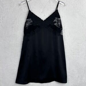 FOREVER 21 Black Lace Trim Cami Slip Dress Womens Size M Adjustable Straps